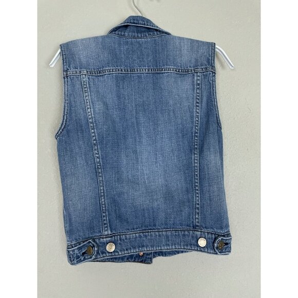 J.CREW Denim Vest Womens XS Workwear Stone Wash Sleeveless Jean Jacket 51701 - Picture 2 of 8